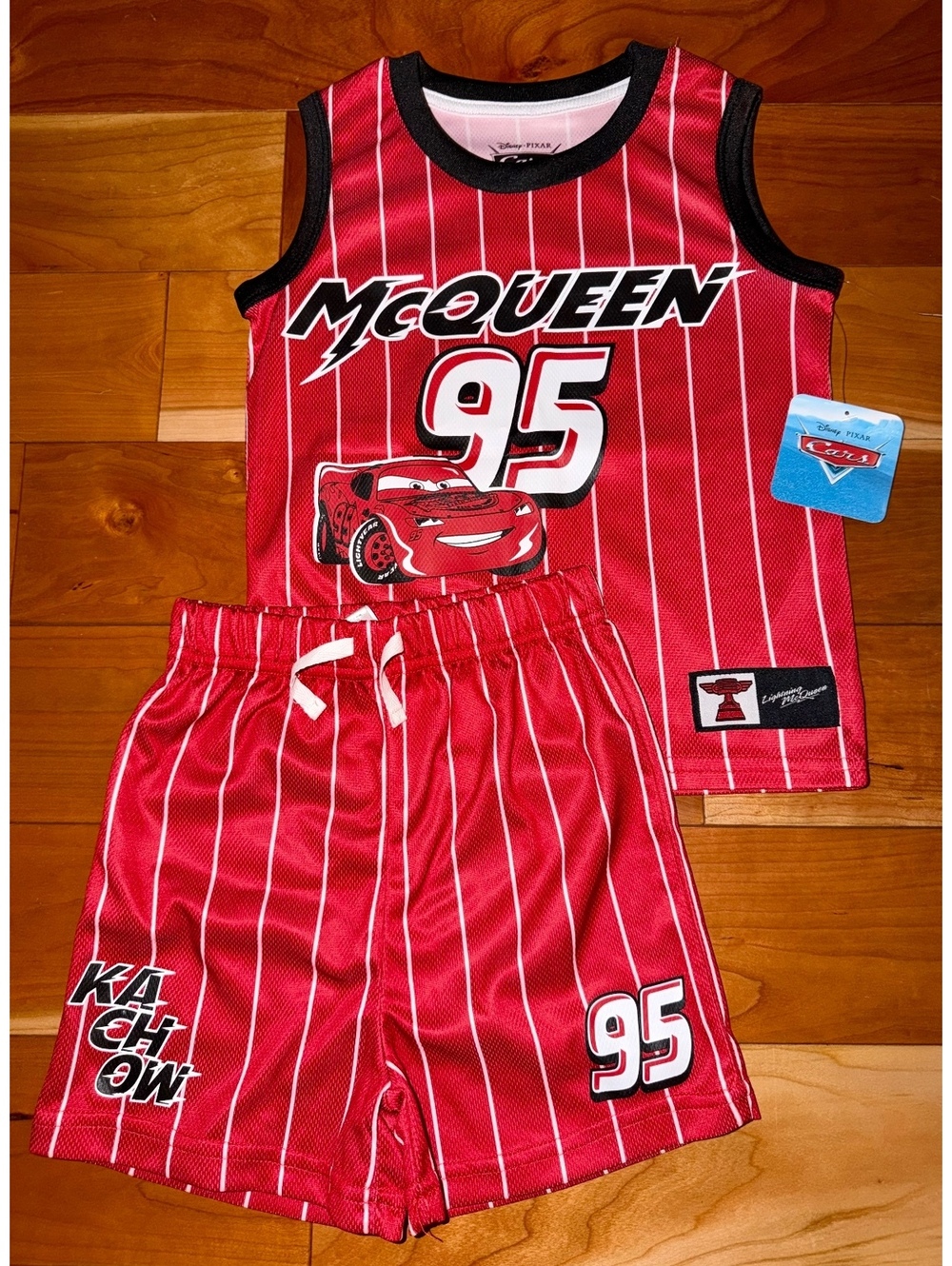 Disney Pixar Cars McQueen 95 Red Basketball Style Tank Top & Shorts Set Size 5